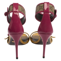 Pre Owned صندل غوتشى هيرليث جلد لامع وكانفاس سوبريم جى جى متعدد الألوان مقاس 35