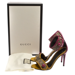 Pre Owned صندل غوتشى هيرليث جلد لامع وكانفاس سوبريم جى جى متعدد الألوان مقاس 35