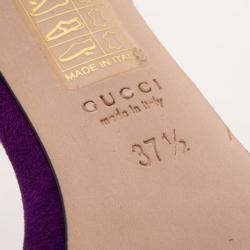 Pre Owned Gucci 'Kelis' Suede and Python Ankle Strap Platform Sandals Size 37.5