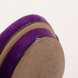 Pre Owned Gucci 'Kelis' Suede and Python Ankle Strap Platform Sandals Size 37.5