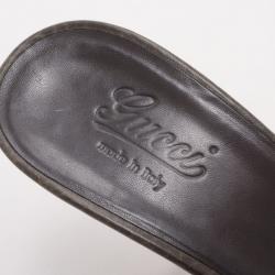 مملوكة مسبقًا Gucci Brown Monogram Kitty Horsebit Slides Size 40