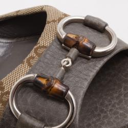 مملوكة مسبقًا Gucci Brown Monogram Kitty Horsebit Slides Size 40