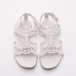 Pre Owned Gucci White Patent Gladiator Sandals Size 40