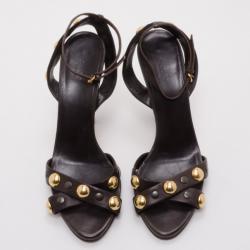 Pre Owned Gucci Leather Studded Sandals Size 40