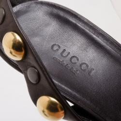 Pre Owned Gucci Leather Studded Sandals Size 40