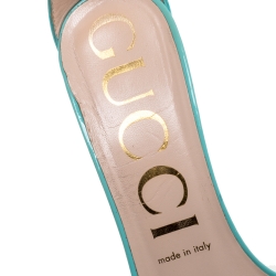 مملوكة مسبقًا Gucci Sea Green Patent Leather Open Toe Ankle Strap Sandals Size 38