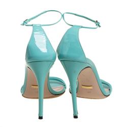 مملوكة مسبقًا Gucci Sea Green Patent Leather Open Toe Ankle Strap Sandals Size 38