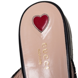 مملوكة مسبقًا Gucci Black/Pink Lace Princetown Mules Sandals Size 41