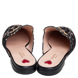 مملوكة مسبقًا Gucci Black/Pink Lace Princetown Mules Sandals Size 41