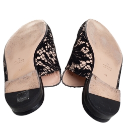 مملوكة مسبقًا Gucci Black/Pink Lace Princetown Mules Sandals Size 41