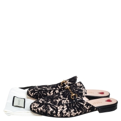 مملوكة مسبقًا Gucci Black/Pink Lace Princetown Mules Sandals Size 41
