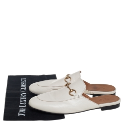 مملوكة مسبقًا حذاء سلايد غوتشي برينس تاون هورسبيت جلد أبيض مقاس 39.5