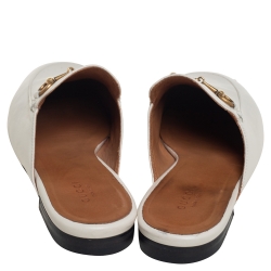 مملوكة مسبقًا حذاء سلايد غوتشي برينس تاون هورسبيت جلد أبيض مقاس 39.5