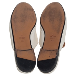 مملوكة مسبقًا حذاء سلايد غوتشي برينس تاون هورسبيت جلد أبيض مقاس 39.5