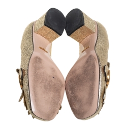 Pre Owned حذاء كعب عالي غوتشي مارمونت جلد ذهبي بشعار جي جي  مقاس 39