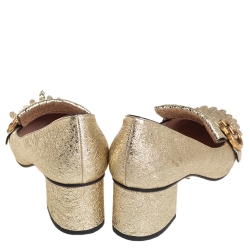 Pre Owned حذاء كعب عالي غوتشي مارمونت جلد ذهبي بشعار جي جي  مقاس 39