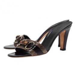 Pre Owned صندل غوتشي كانفاس GG بامبو ولجام حصان مقاس 39