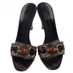 Pre Owned صندل غوتشي كانفاس GG بامبو ولجام حصان مقاس 39