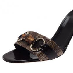 Pre Owned صندل غوتشي كانفاس GG بامبو ولجام حصان مقاس 39