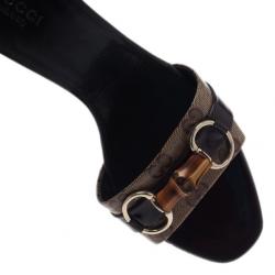 Pre Owned صندل غوتشي كانفاس GG بامبو ولجام حصان مقاس 39