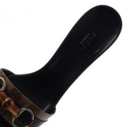 Pre Owned صندل غوتشي كانفاس GG بامبو ولجام حصان مقاس 39