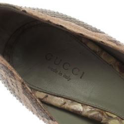 مملوكة مسبقًا Gucci Beige Python Horsebit Pumps Size 37.5