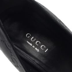 مملوكة مسبقًا Gucci Black GG Leather New Sunset Peep Toe Platform Pumps Size 38