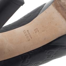مملوكة مسبقًا Gucci Black GG Leather New Sunset Peep Toe Platform Pumps Size 38