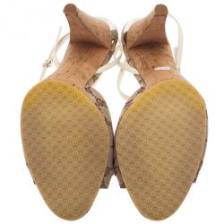 مملوكة مسبقًا صندل غوتشي شريط كاحل كانفاس GG بيج مقاس 41