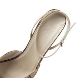 مملوكة مسبقًا صندل غوتشي شريط كاحل كانفاس GG بيج مقاس 41