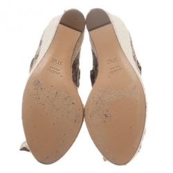 Pre Owned حذاء غوتشي إسبادريه كعب روكي بوشاح فيونكة حرير من الأمام مقاس 37.5