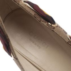 Pre Owned حذاء غوتشي إسبادريه كعب روكي بوشاح فيونكة حرير من الأمام مقاس 37.5