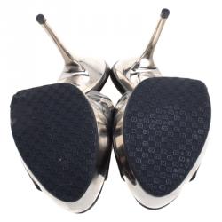 مملوكة مسبقًا Gucci Black Patent Metal Heel Platform Mules Size 36.5