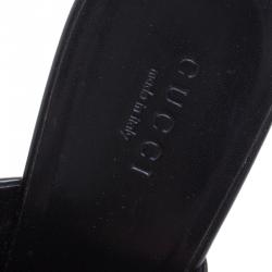مملوكة مسبقًا Gucci Black Patent Metal Heel Platform Mules Size 36.5