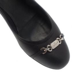 Pre Owned Gucci Black Leather Ballet Flats Size 38