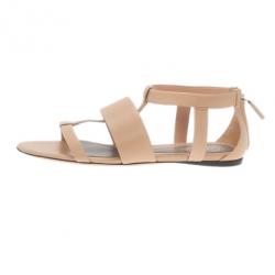 مملوكة مسبقًا Gucci Beige Leather Belle Flat Gladiator Sandals Size 38