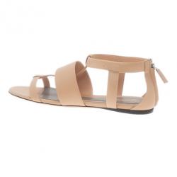 مملوكة مسبقًا Gucci Beige Leather Belle Flat Gladiator Sandals Size 38