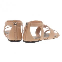 مملوكة مسبقًا Gucci Beige Leather Belle Flat Gladiator Sandals Size 38
