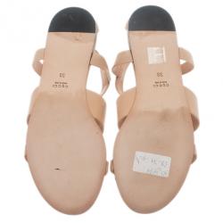 مملوكة مسبقًا Gucci Beige Leather Belle Flat Gladiator Sandals Size 38