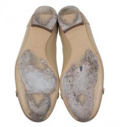 مملوكة مسبقًا Gucci Beige Leather Ballet Flats Size 38.5