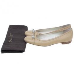 مملوكة مسبقًا Gucci Beige Leather Ballet Flats Size 38.5