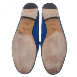 مملوكة مسبقًا حذاء غوتشي جلد سويدي أزرق شراشيب وبدون كعب مقاس 39.5