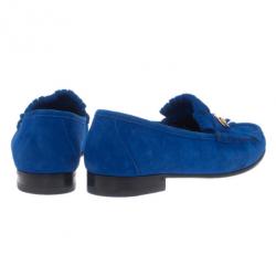 مملوكة مسبقًا حذاء غوتشي جلد سويدي أزرق شراشيب وبدون كعب مقاس 39.5