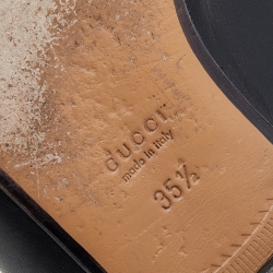 مملوكة مسبقًا Gucci Black Floral Embroidered Leather Princetown Horsebit Flat Mules Size 35.5