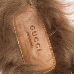 Pre Owned حذاء سلايد غوتشي برينس تاون هورسبيت جلد أسود مطرز نمر وفرو مقاس 41 