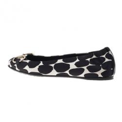 Pre Owned Gucci Polka Dot Satin Crystal Horsebit Ballet Flats Size 36.5