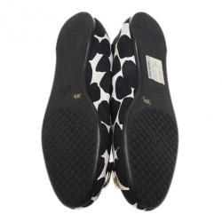 Pre Owned Gucci Polka Dot Satin Crystal Horsebit Ballet Flats Size 36.5