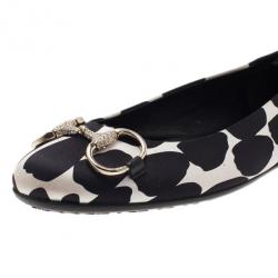 Pre Owned Gucci Polka Dot Satin Crystal Horsebit Ballet Flats Size 36.5