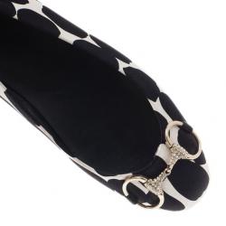 Pre Owned Gucci Polka Dot Satin Crystal Horsebit Ballet Flats Size 36.5