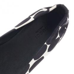 Pre Owned Gucci Polka Dot Satin Crystal Horsebit Ballet Flats Size 36.5